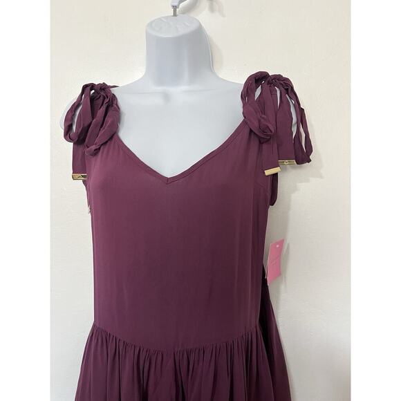 Kate Spade NY Flared Lightweight Romper Size L Cabernet Swim Cover Up Vacay NWT - Picture 3 of 9